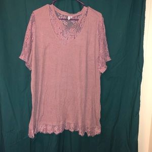Asos brand mauve lace short sleeve shirt